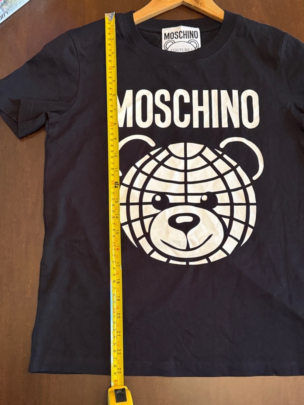Woman’s Moschino Couture Milano Black Tee with White Logo Bear- Size Small - Picture 9 of 11